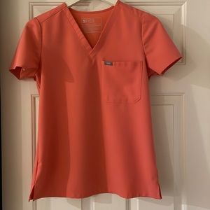Hot Coral Figs Scrub Top